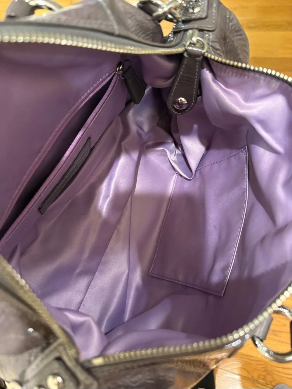 Coach Patent Leather Satchel in Grey